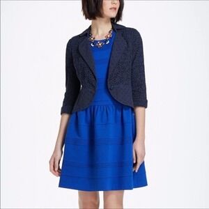Anthropologie LeifNotes Navy Blue Eyelet Lace Blazer - Size 10 - Boho Jacket